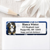 Étiquette Dessin d'hiver Bernese Mountain Dog (En situation)