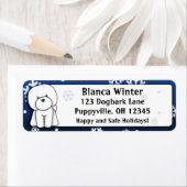 Étiquette Dessin d'hiver Bichon Frise (En situation)