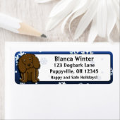 Étiquette Dessin d'hiver Boykin Spaniel (En situation)