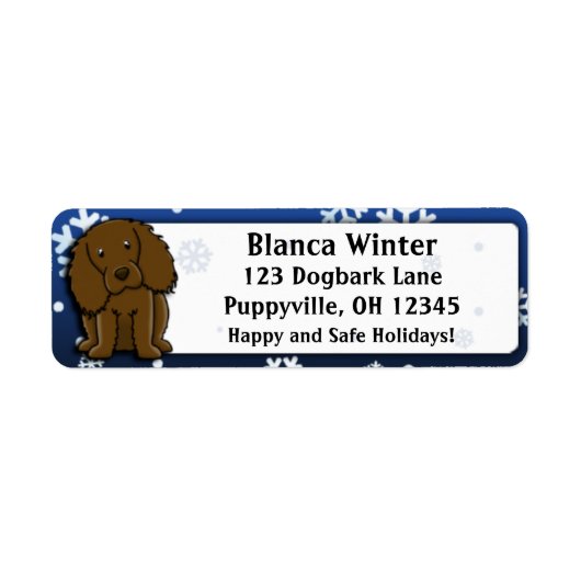 Étiquette Dessin d'hiver Boykin Spaniel (Devant)