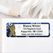 Étiquette Dessin d'hiver Yorkie (En situation)