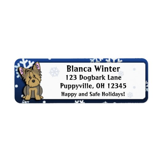 Étiquette Dessin d'hiver Yorkie (Devant)