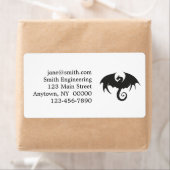 Étiquette Dessin d'une silhouette de dragon noir (En situation)