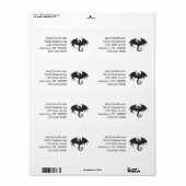 Étiquette Dessin d'une silhouette de dragon noir (Feuille entière)