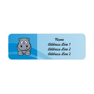 Étiquette Dessin Hippo Avec Arrière - plan Blue Water