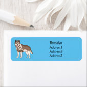 Étiquette dessin humoristique sibérien husky (En situation)