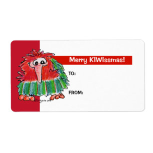 Étiquette Dessin Kiwi Bird 3 mignon cadeau de Noël en Étique