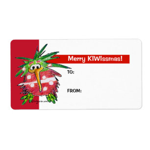 Étiquette Dessin Kiwi Bird Cute Christmas Gift Tag Étiquett