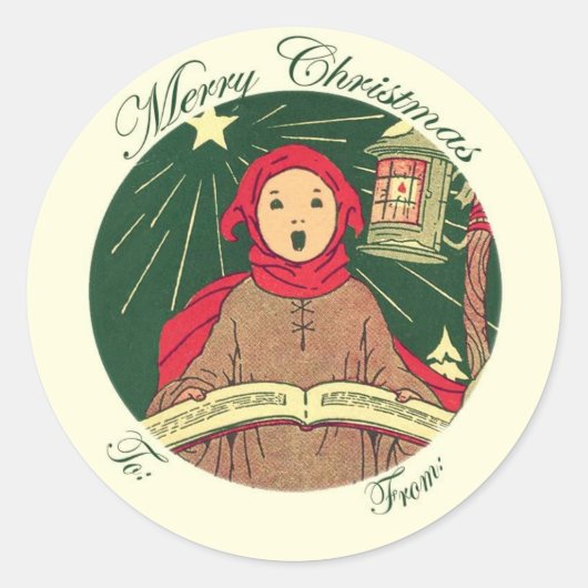 Étiquette d'étiquette cadeau de Noël Caroler (Devant)