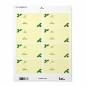 Étiquette d'étiquette cadeau Holly Feuilles et Ber (Feuille entière)