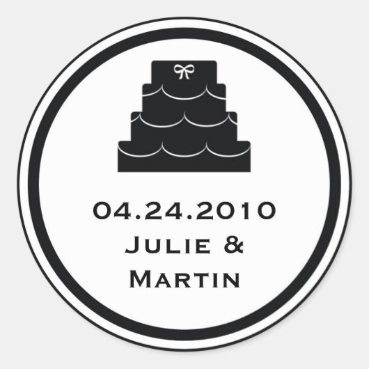 Étiquette d'étiquette de mariage de gâteau de fête (Devant)