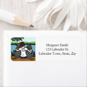 Étiquette Deux Black Labradors et maman (En situation)