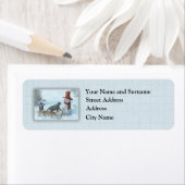 Étiquette Deux Chats et un Snowman (En situation)