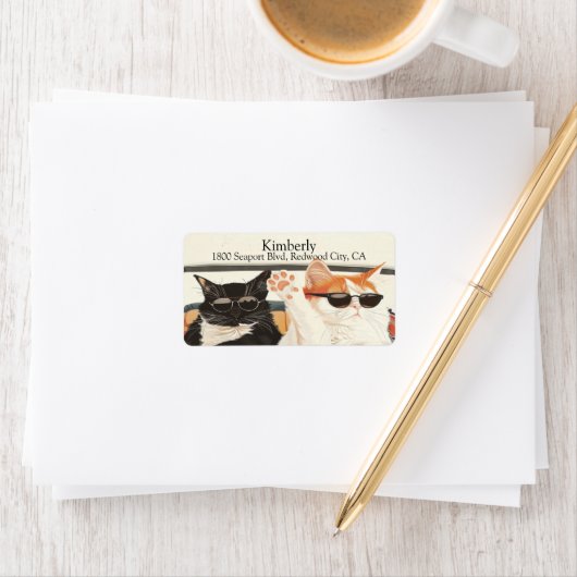 Étiquette Deux chats mignons (En situation)