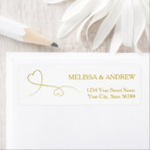 Étiquette Deux Coeurs Or Élégants (En situation)