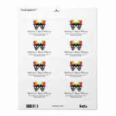 Étiquette Deux crânes rainbow couleurs gay mariage (Feuille entière)