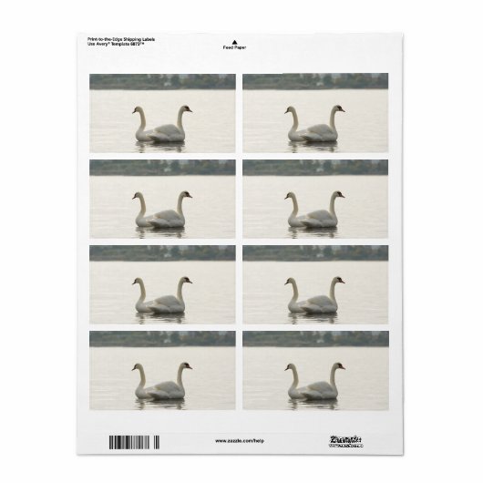 Étiquette Deux cygnes (Feuille entière)