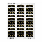 Étiquette Deux Flamants roses Aimer Black & Gold Mariage Éti (Feuille entière)