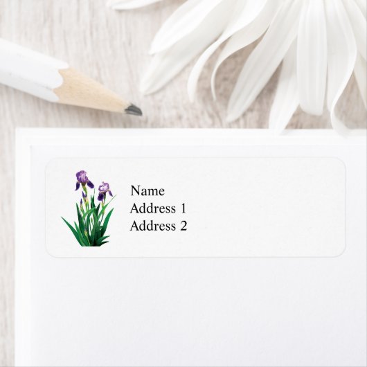Étiquette Deux Iris Violets (En situation)