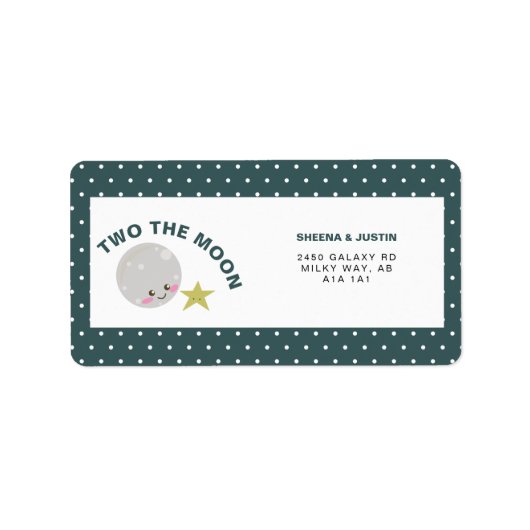 Étiquette Deux lune Kawaii 2e anniversaire Space Galaxy mign (Devant)