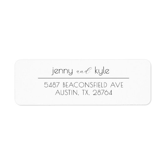 Étiquette Deux noms Couple Clean Moderne Adresse de retour (Devant)