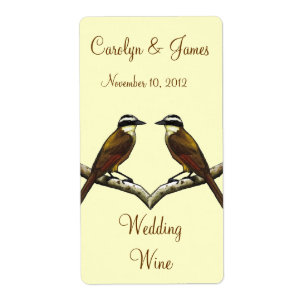 Étiquette Deux Oiseaux Sur Branche Neige : Vin Mariage : Art