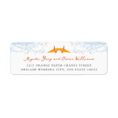 Étiquette Deux Origami Orange Cranes Mariage asiatique Adres (Devant)