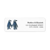 Étiquette Deux pingouins mignons | Mariage romantique (Devant)