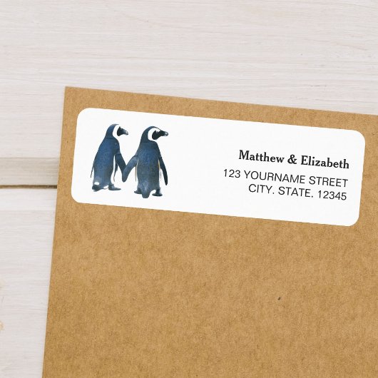 Étiquette Deux pingouins mignons | Mariage romantique