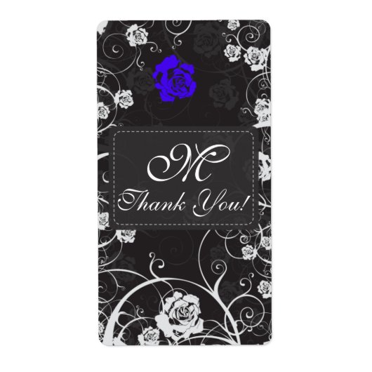 Étiquette d'expédition bleu de Merci de monogramme (Devant)