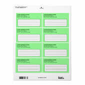Étiquette d'expédition commerciale vert clair basé (Feuille entière)
