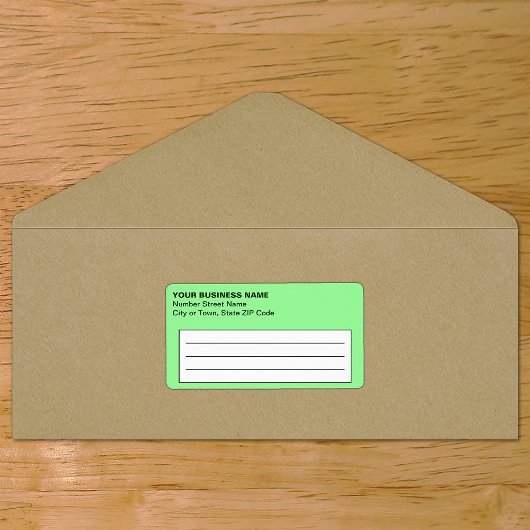 Étiquette d'expédition commerciale vert clair basé