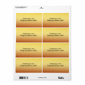 Étiquette d'expédition d'adresse Gold (Feuille entière)