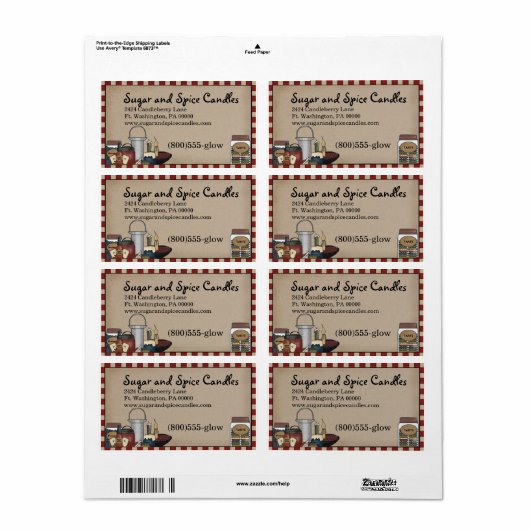 Étiquette d'expédition de canne et d'odeurs de pay (Feuille entière)