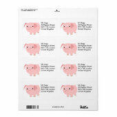 Étiquette d'expédition de cochon de dessin mignon (Feuille entière)