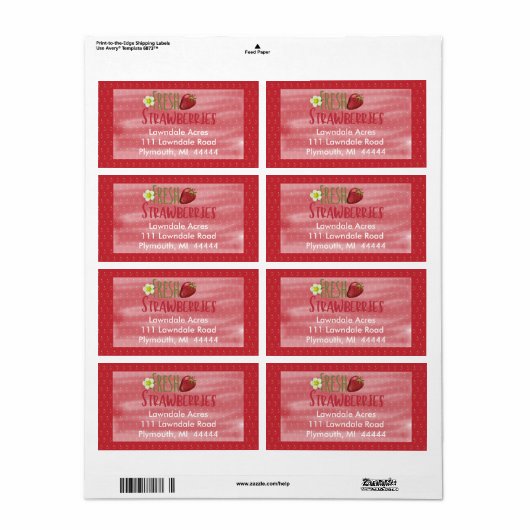 Étiquette d'expédition de fraises (Feuille entière)