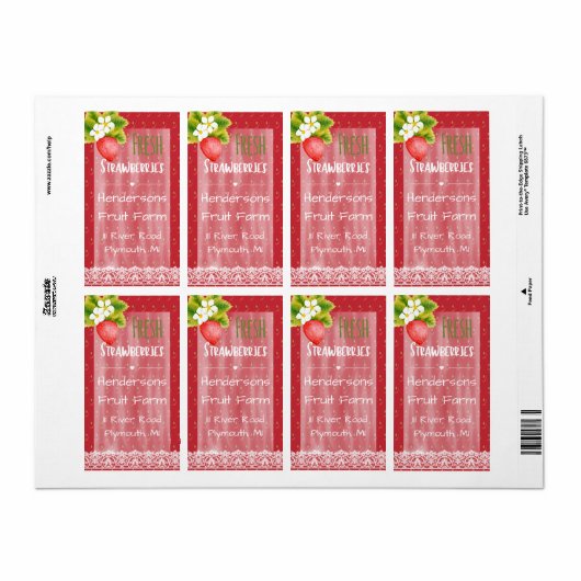 Étiquette d'expédition de fraises (Feuille entière)