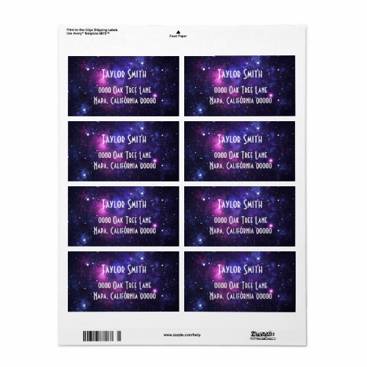 étiquette d'expédition de galaxie (Feuille entière)