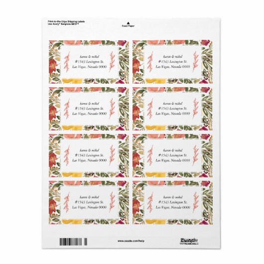 Étiquette d'expédition de peinture de fleurs botan (Feuille entière)