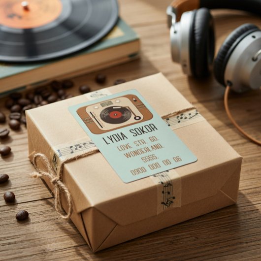 Étiquette d'expédition de platine vinyle rétro
