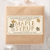 Étiquette d'expédition de sirop d'érable en or mét (En situation)