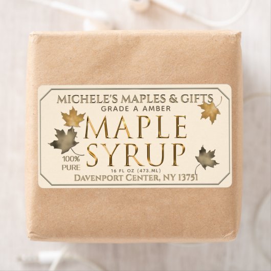Étiquette d'expédition de sirop d'érable en or mét (En situation)