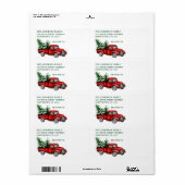 Étiquette d'expédition de vacances camion rouge vi (Feuille entière)