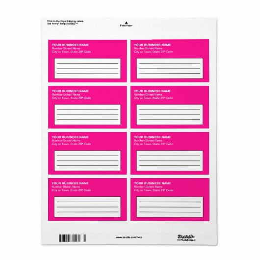 Étiquette d'expédition d'entreprise en rose clair (Feuille entière)