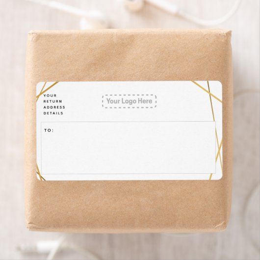 Étiquette d'expédition d'or géométrique (En situation)