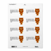 Étiquette d'expédition d'ours de dessin assertif m (Feuille entière)