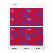 Étiquette d'expédition en marbre rouge et bleu (Feuille entière)