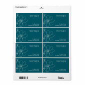 Étiquette d'expédition Fleurie Azur Rustique pour (Feuille entière)