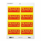 Étiquette d'expédition fragile à manipuler avec so (Feuille entière)