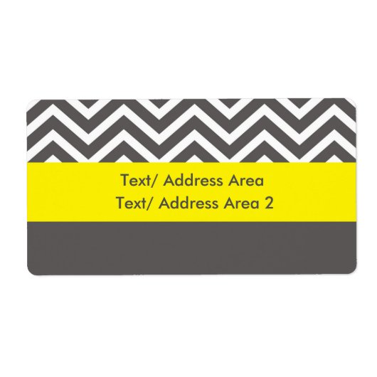 Étiquette d'expédition grise jaune Chevron moderne (Devant)